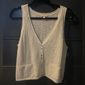 Eileen Fisher White Button-Up Vest